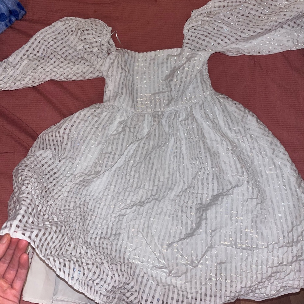 White checkered smocked babydoll vici dress, , size small.